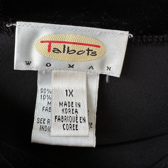 Talbots Woman 1X Black Velvet Blouse Stretch Top Holiday Party Whimsigoth Party - Picture 4 of 6